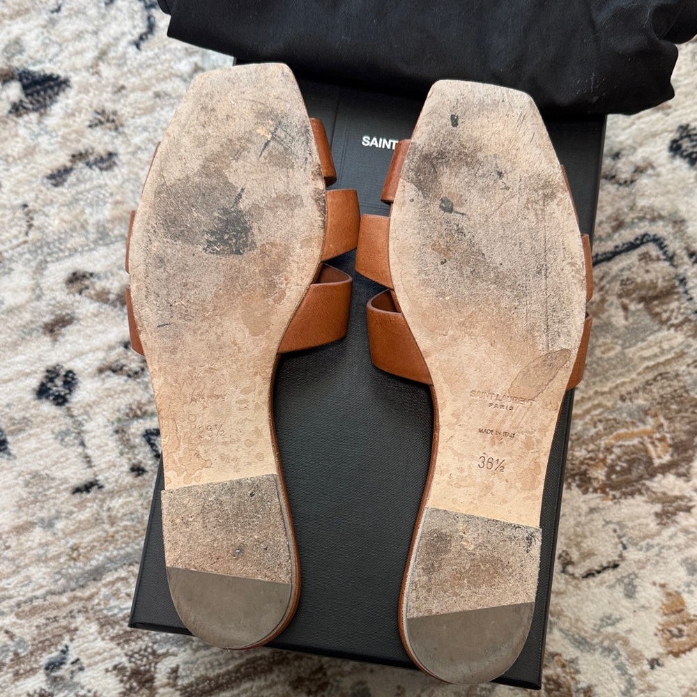 Saint Laurent Tan Leather Sandals - Picture 4 of 6